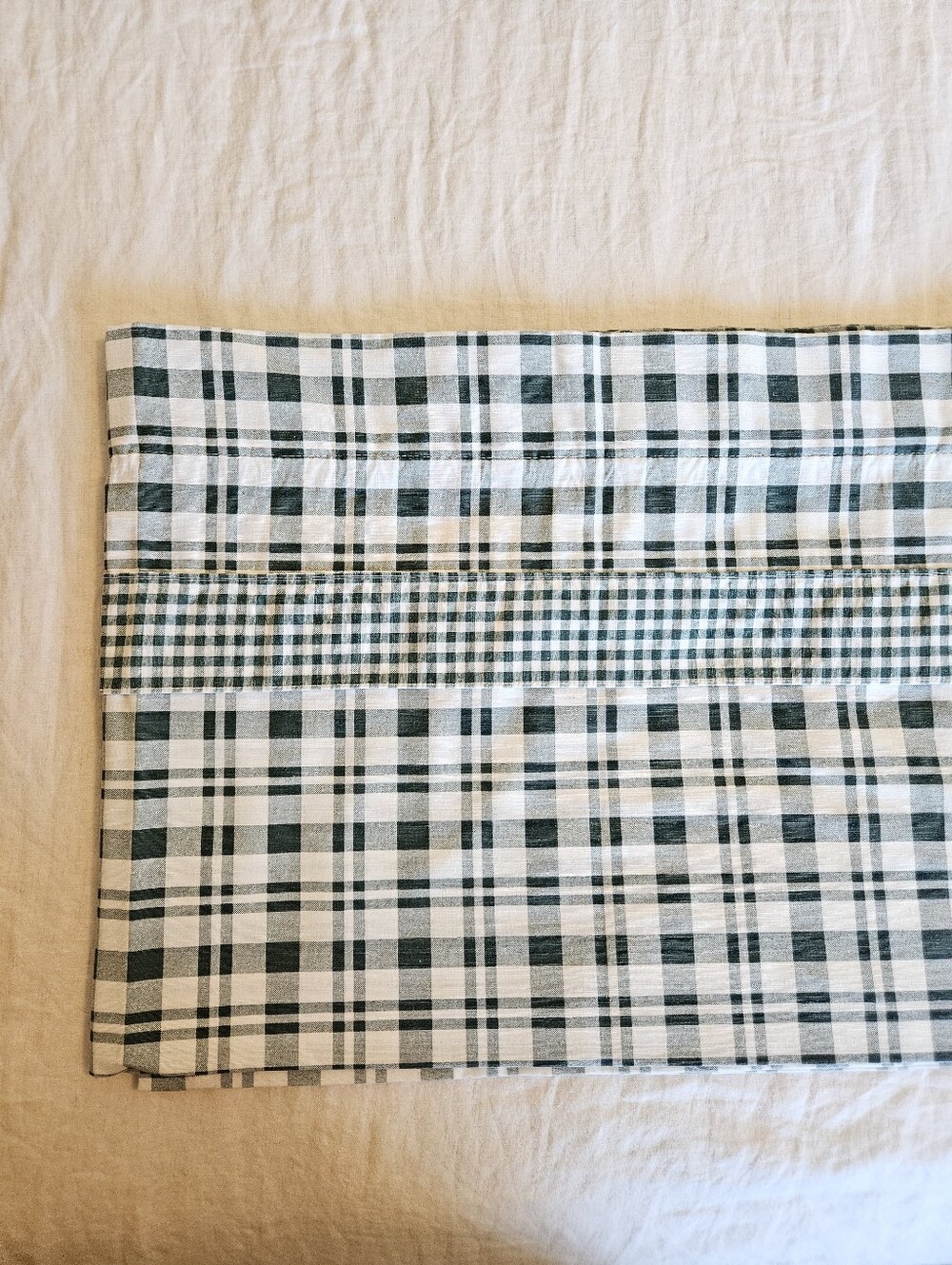 Croscill Green White Gingham Check BLOUSON VALANCE USA Cottage 86 x 17